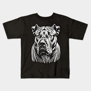 American Bulldog Portrait White on Black Kids T-Shirt